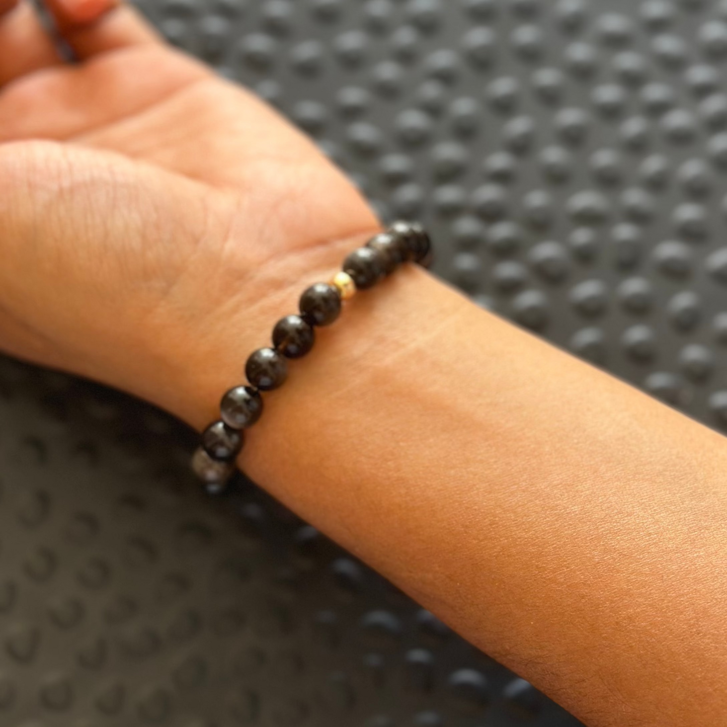 Pulsera obsidiana plateada